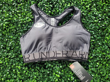 Under Armour Women s Mid- Impact Sports Bra Size Medium Gray Logo 1250132 NEW