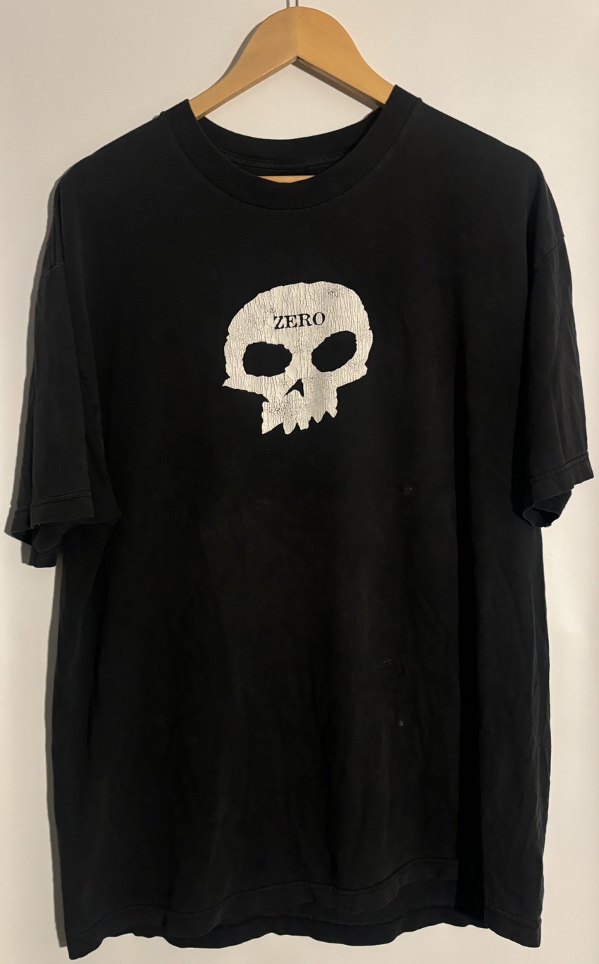 Vintage Y2K ZERO SKATEBOARDS Skull T-Shirt Mens XL Bl… - Gem