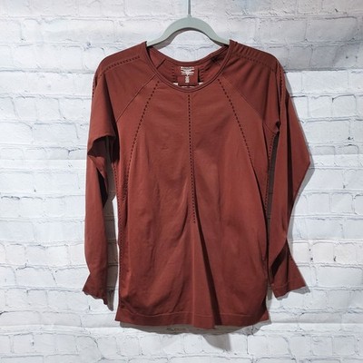 Athleta Women's Size Small Foothill Seamless Long Sleeve Shirt Wine Rust