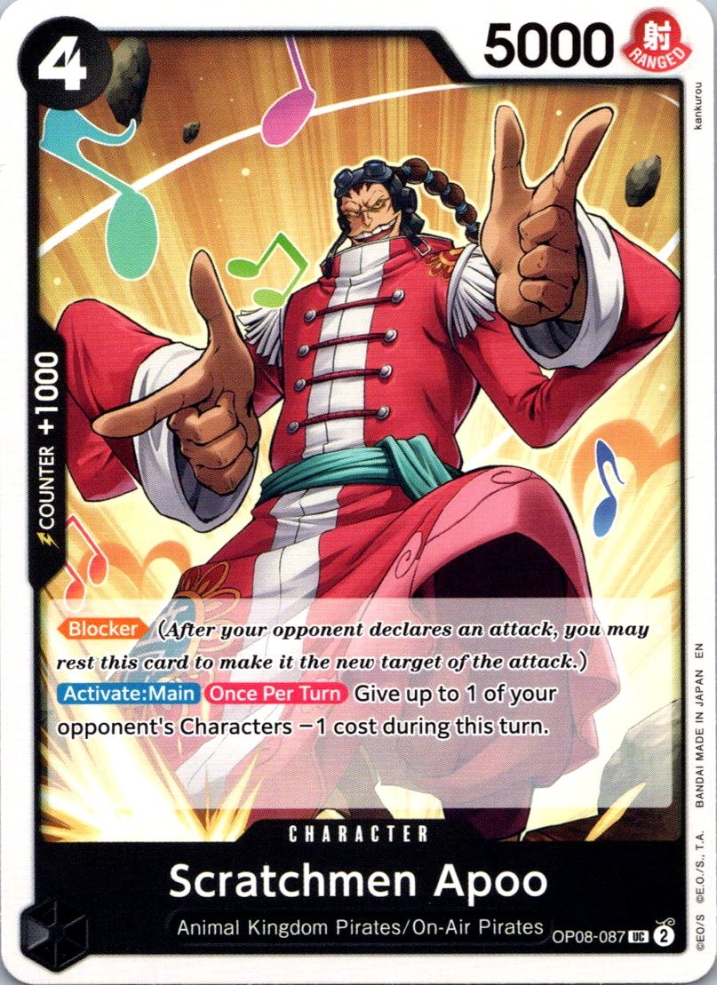 Scratchmen Apoo OP08-087 UC Two Legends Pre-Release Cards  NM
