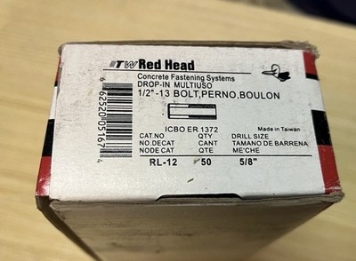 Red Head Drop In Concrete Anchors RL-12 (bag of 10) 