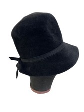 Vintage Otto Lucas Junior Black Wool Cloche Hat Made In England NWOT