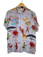 WACKO MARIA Short Sleeve Shirt L Rayon BLU All Over Pattern