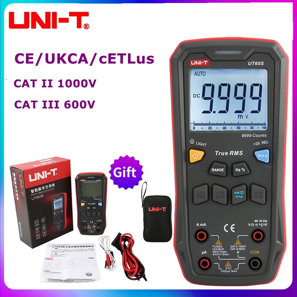UNIT UT60S Smart TRMS Multimeter NCV AC/DC Voltmeter Ammeter Freq Cap Tester+Bag