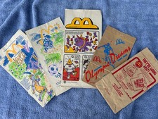 FIVE 1990'S MCDONALD'S HAPPY MEAL BAGS - OLYMPICS, NASCAR, IN SPACE, HAMBURGLAR
