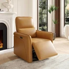 Power Rocker Recliner PU Leather Swivel Electric Chair Lumbar Support USB Port