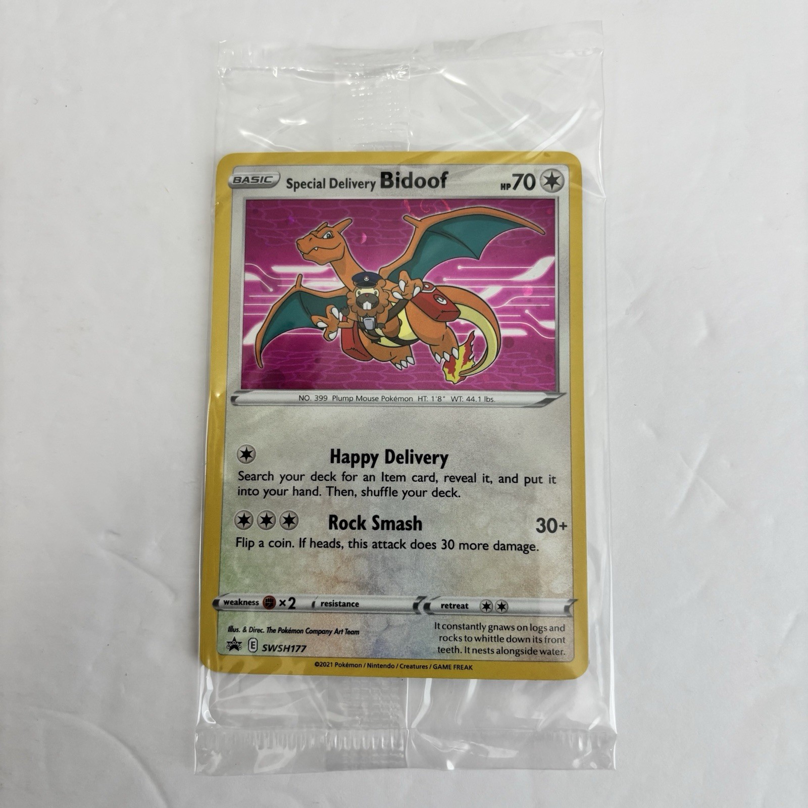 Pokémon TCG Special Delivery Bidoof SWSH177 Black Star Promo Card SEALED