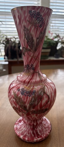 Vintage gefasste Spritzglas Vase Emaille Dekoration - Bild 1 von 5