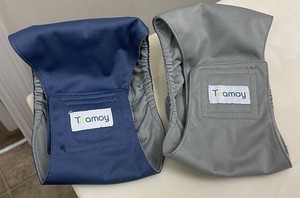 Lot of 2 Teamoy Male Dog Belly Band Washable Reusable Wrap Gray & Blue Small