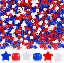 1200Pcs Red White Blue Beads,8 Mm 4Th of July Beads Independence Day Patriotic P