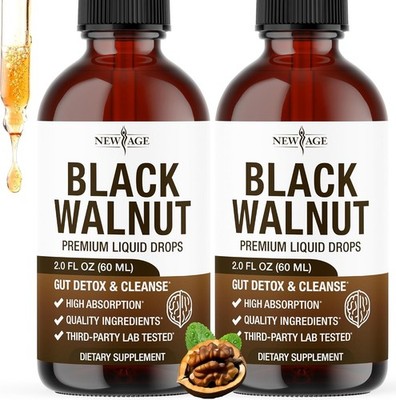 2-PK NEW AGE Black Walnut Liquid Drops   Black Walnut Extract - Cleanse   Veg...