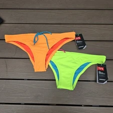 TYR Durafast Women's Solid Neon/orange Mini Bikini Bottom Bundle Size S New
