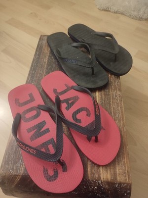 Herren Flip Flops 2 Paar von Jack & Jones Gummi Gr 43 Rot und Schwarz
