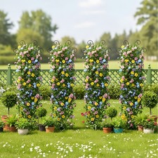 4PC Garden Obelisk Trellis Tower Climbing Plants Vine Support For Climbing Plant
