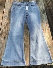 NWT Judy Blue Trouser Flare High East Distressed Jeans Sz 16W 33  Inseam Bell