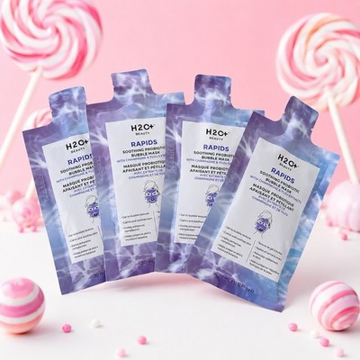H2O+ Beauty Rapids Soothing Probiotic Bubble Mask Lot of 4 Face Masks Skincare