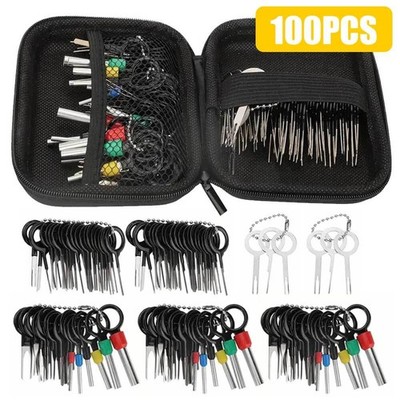 100Pc Pin Ejector Wire Kit Extractor Auto Terminal Removal Connector Puller Tool
