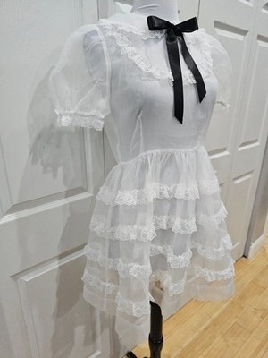 Dolls Kill Widow Goth Sheer White Lace Lolita Elegant Frills Babydoll Dress  XS S | eBay
