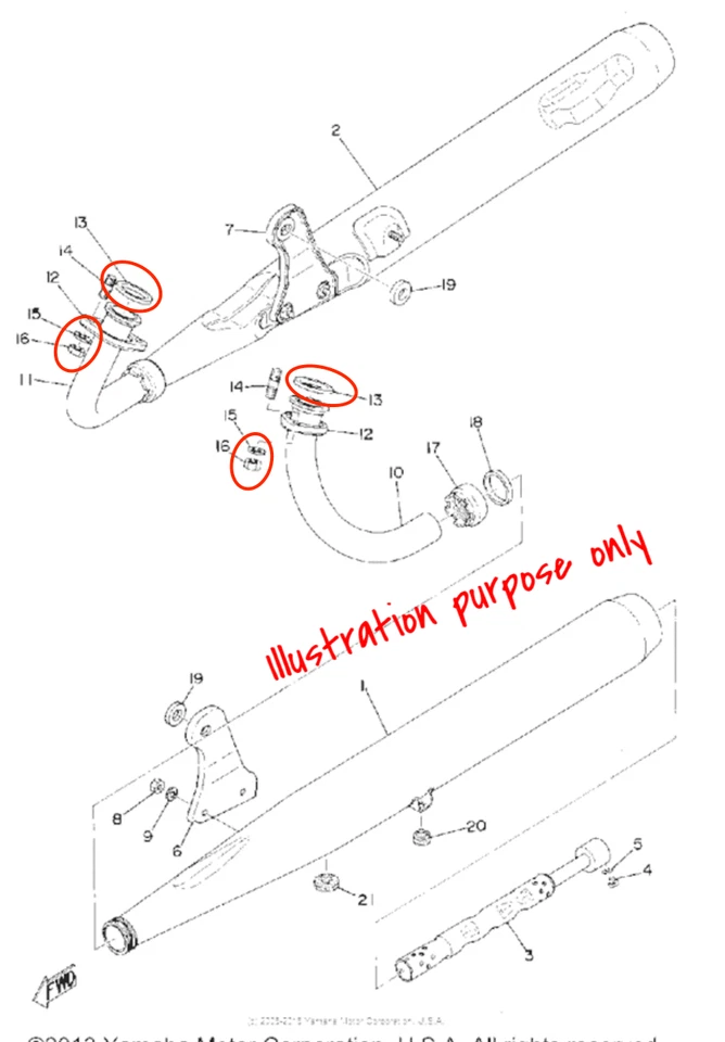 Juego de reparación de juntas de colector de escape Yamaha CS5 # LS2 # RD125 # RD200 (1972-1976) Foto 2 de 2