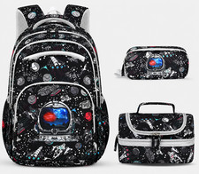 3PCS Boys School Backpack Set Large Capacity Lightweight Book Bag Kit