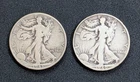 1940-S, 1943 Walker 90% Silver Half Dollars Circulated (2 coins) Lot #26W01