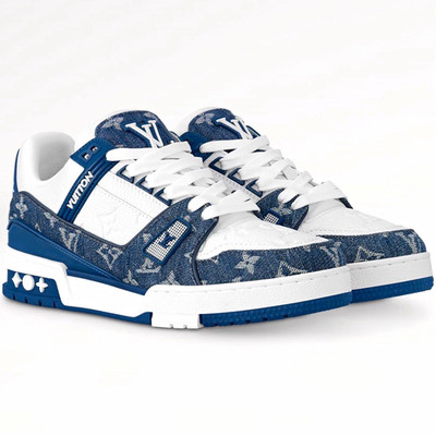 Louis Vuitton LV Trainer Herren Sneaker Low Top Blau/Weiß Monogramm Gr. 42