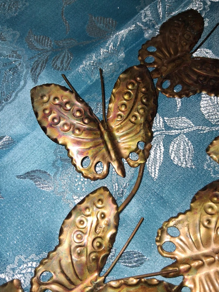 Homco Juego de dos MCM Mariposas Colgantes de Pared Latón Cobre Arte Escultura 17 x 10 Foto 4 de 4