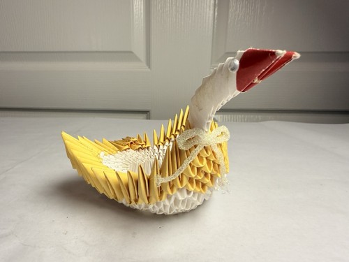 Handmade 3 D Origami Swans Set of 2 Completed Decorations - Picture 5 of 14