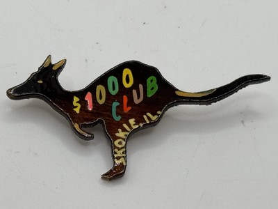 Outback Steakhouse Kangaroo Skokie, IL - $1,000 Club Wood Flash Flair Lapel Pin