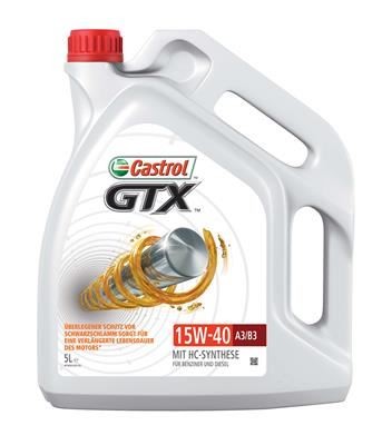 Huile 15W40 Castrol GTX 5L anti boue protégeant les moteurs essence et diesel