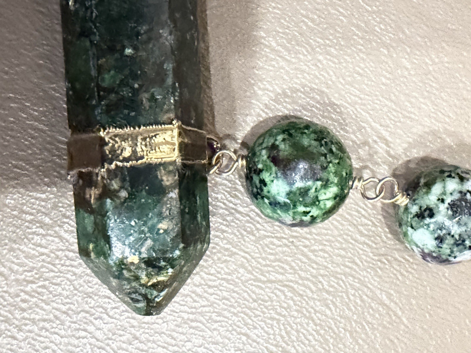 Statement DEVON LEIGH Necklace Green Natural Ston… - image 17