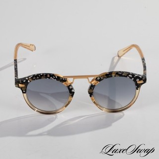 LNIB Krewe Honey Translucent Black White Marbled Split Steampunk Sunglasses NR