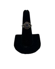 Sterling Silver Ring Moonstone Solitaire Sz 5.25 Vintage Gothic Style