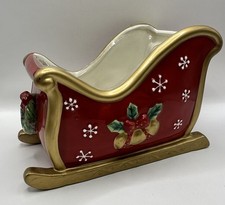 Fitz  Floyd FESTIVE BELLS Santas Sleigh CANDY DISH Planter CHRISTMAS Decor