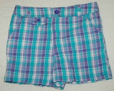 Girls Aqua Purple PLAID Shorts Size 8 BOBBIE BROOKS