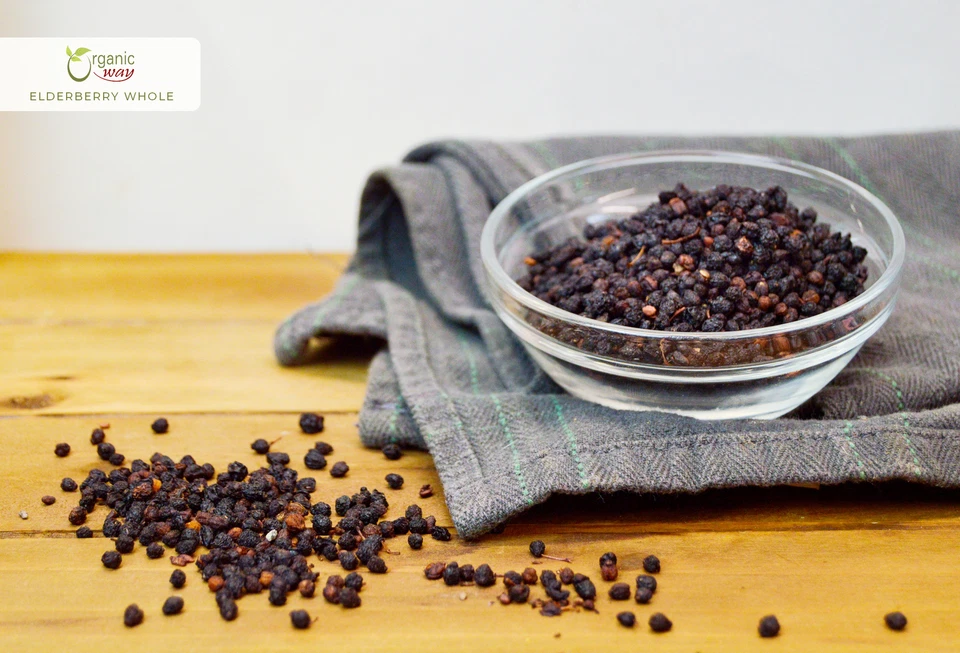 Saúco seco orgánico entero - orgánico, kosher y certificado por el USDA Foto 2 de 4