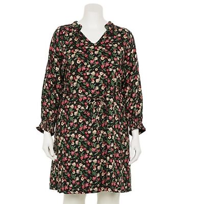 Draper James RSVP New Size 1X Elbow Sleeve Loose Fit Shift Dress Floral Print