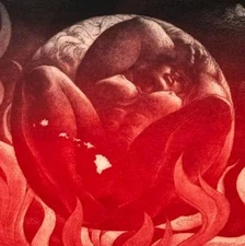 1977 Print Pele Giving Birth To The Hawaiian Islands by Joseph Feher  (KuK)