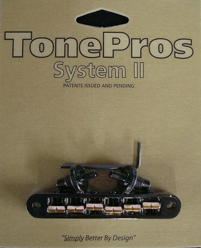 TP6B-B TonePros Standard RAW Series Bridge w/ Raw Bell Brass Saddles!  Black