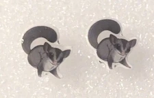 Sugar Glider Gray Teeny Tiny Flat Acrylic Stud Earrings Jewelry