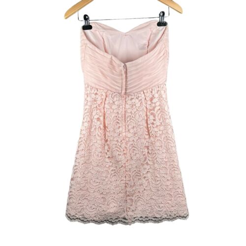 Parfait rosa Netz Spitze trägerlos gerafft formell Minikleid 4 Kokette Fee - Bild 2 von 8