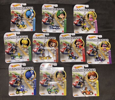 Super Mario Bros Lot Of 10 MarioKart ️Die-Cast HotWheels Asst HTF Characters