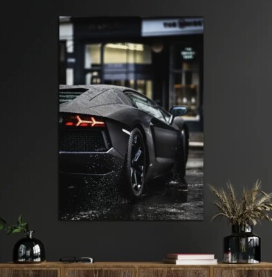 Lamborghini Aventador Sportwagen Auto Wandbild Leinwand Poster Vintage