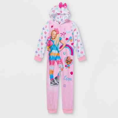 JoJo Siwa Girls Pink Star Hooded with Bow Fleece Long Sleeve