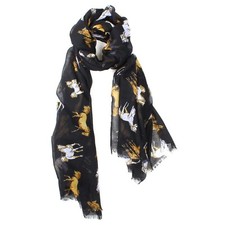 NEW Beautiful Western Theme Scarf - Horses - 72" x 34" Black with Tan  White
