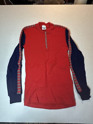 Helly Hansen Shirt Womens M/Mens Sm Red Navy Grey Lifa 1/4 Zip Hike Camp Outdoor