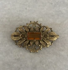 Beautiful Vintage Art Nouveau Rhinestone Flower Brooch Pin
