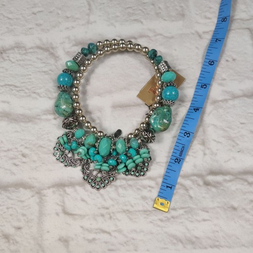Treska coil choker statement necklace turquoise silver tone boho southwestern - Picture 4 of 5