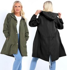 Womens Rain Mac Longline Ladies Black Raincoat Jacket Khaki Size 10 12 14 16 8