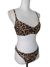 Women's 2 Piece Leppard Animal Print Bikini Women's Medium 34C S2S Swimsuit